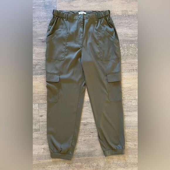 Max Studio women’s size large army green cargo ankle jogger pants - Picture 1 of 9